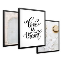 Zestaw obrazy w ramie 50x70 galeria - Podróże, wakacje, typografia, Włochy - rama czarna