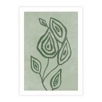 Plakat bez ramy 21x30 - Szmaragdowy Oddech - abstrakcyjne delikatne zielone linie, podobne do gałęzi kwiatów