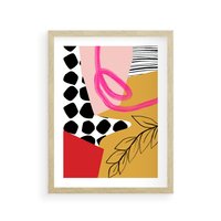 Plakat w ramie 30x40 - Księga Form i Plam - abstrakcyjna kompozycja, różne tekstury - rama drewno