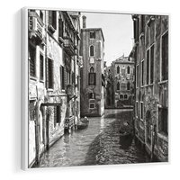 Obraz w ramie 80x80 - Weneckie Kanały - czarno białe zdjęcie, wenecja - rama biała