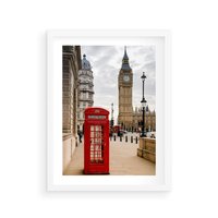 Plakat w ramie 40x50 - Symbol Big Benu - Londyn, budka - rama biała