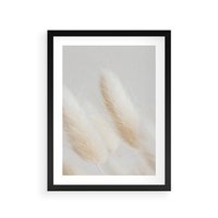 Plakat w ramie 40x50 - Czysty Minimalizm - białe trawy, minimalizm - rama czarna