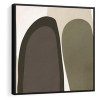 Obraz w ramie 50x50 - Fale w Zieleni - abstrakcyjne kształty, zgaszona zieleń - rama czarna