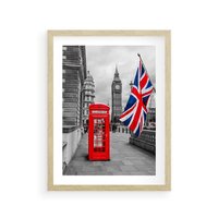 Plakat w ramie 30x40 - Londyńska Budka przy Big Benie - Londyn, budka - rama drewno