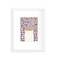 Plakat w ramie 30x40 - Witalność Kwiatów - kwiaty w wazonie, minimalistyczna kompozycja - rama biała