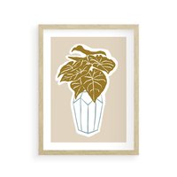 Plakat w ramie 30x40 - Bezgraniczne Marzenia - nowoczesna kompozycja, liście monstery w wazonie - rama drewno