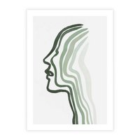 Plakat bez ramy 21x30 - Zielony Profil - abstrakcja, zielony portret z profilu
