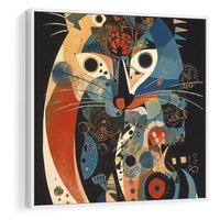 Obraz w ramie 50x50 - Księga Surrealnych Wymiarów - abstrakcyjny obraz olejny, kot - rama biała