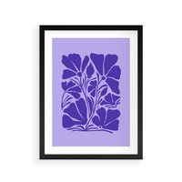 Plakat w ramie 50x70 - Migocące Boho Wibracje - kwiaty, energetyczne fioletowe tło - rama czarna