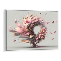 Obraz w ramie 120x80 - Kwiatowy Wir - nowoczesna grafika komputerowa, wir z kwiatów - rama biała