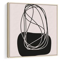 Obraz w ramie 50x50 - Linie Eksploracji - abstrakcyjne szkicowane linie, minimalizm - rama drewno