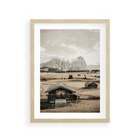 Plakat w ramie 30x40 - Klasyczny Urok Górskich Domków - domki, w górach - rama drewno