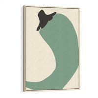 Obraz w ramie 80x120 - Granice Akwareli - abstrakcyjny minimalistyczny obraz, zielona papryczka - rama drewno