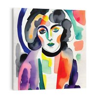 Obraz na płótnie 60x60 - Subtelne Akwarelowe Ulotności - abstrakcyjny akwarelowy portret kobiety, rozmyte farby