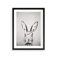 Plakat w ramie 40x50 - Szkicowany królik w grafice - szkic, królik - rama czarna