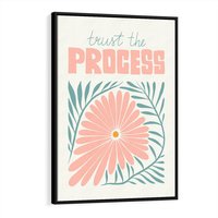 Obraz w ramie 70x100 - Symfonia Światła - typografia, pastelowa stokrotka - rama czarna