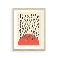 Plakat w ramie 50x70 - Czerwona Abstrakcja: Grafika z Wyrazistym Kołem - abstrakcja grafika, czerwone koło - rama drewno