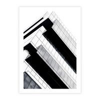 Plakat bez ramy 21x30 - Nowoczesna Surowość: Wieżowiec na Czarno-Białej Grafice - architektura, wieżowiec