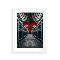 Plakat w ramie 50x70 - Nieskończoność Przestrzeni - korytarz, perspektywa - rama biała
