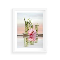Plakat w ramie 50x70 - Harmonia i relaks - spa, bambus - rama biała
