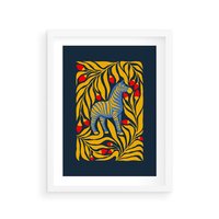 Plakat w ramie 30x40 - Wibracje Wyobraźni - zebra, granatowe tłó - rama biała