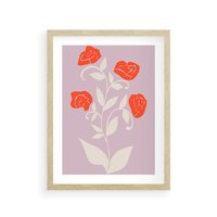 Plakat w ramie 40x50 - Migotliwe Widzenie Kwiatów - nowoczesny plakat, roślinne motywy - rama drewno