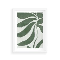Plakat w ramie 40x50 - Zieleń Wewnętrznego Spokoju - zielony plakat, roślinne inspiracje - rama biała