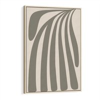 Obraz w ramie 50x70 - Beżowa Delikatność - nowoczesna sztuka, plakat modern - rama drewno