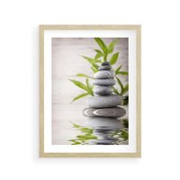 Plakat w ramie 40x50 - Spa kamienie: naturalne piękno - spa, kamienie - rama drewno