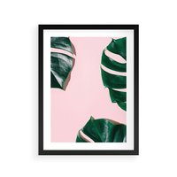 Plakat w ramie 30x40 - Minimalizm Natury - minimalizm, liście monstery - rama czarna
