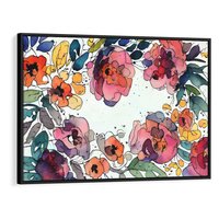 Obraz w ramie 70x50 - Rozkwitające marzenia - akwarelowe kwiaty, kolory - rama czarna