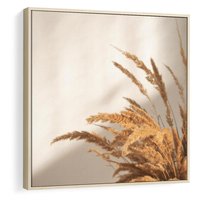 Obraz w ramie 50x50 - Swobodne trawy boho - boho, suche - rama drewno