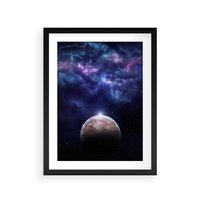 Plakat w ramie 50x70 - Kosmos - Ziemia i Księżyc - kosmos, ziemia - rama czarna