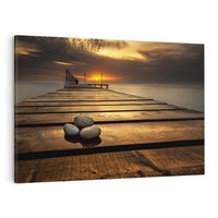 Obraz na płótnie 120x80 - Zachód Słońca nad Molo: Magia Morza - zachód, słońca