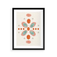 Plakat w ramie 40x50 - Symfonia Natury - abstrakcyjne plamy w odcieniach pomarańczowym, kropki plamki - rama czarna