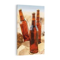 Obraz na płótnie 70x100 - Butelki na plaży - butelki, plaża