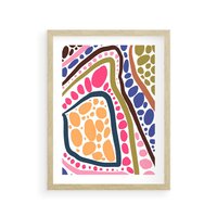 Plakat w ramie 30x40 - Migocące Tęczowe Widzenia - kolorowe wzory, tęczowe żywe kolory - rama drewno