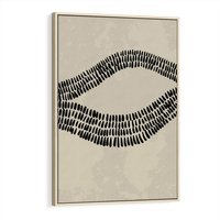 Obraz w ramie 80x120 - Kontury Ewolucji Materii - boho plakat, czarne kropki kreski - rama drewno