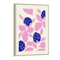 Obraz w ramie 70x100 - Impresje deszczu - nowoczesna kompozycja, kwiaty - rama drewno