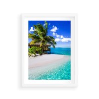 Plakat w ramie 30x40 - Zaklęte palmy tropików - palmy, ocean - rama biała