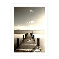 Plakat bez ramy 21x30 - Mglisty poranek na pomostcie - pomost, mgła