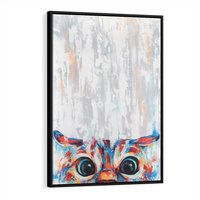 Obraz w ramie 70x100 - Co ja Widzę - obraz olejny, śmieszny obraz kota - rama czarna