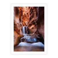 Plakat bez ramy 50x70 - Tajemniczy świat jaskini i wodospadu - jaskinia, wodospad