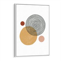 Obraz w ramie 80x120 - Wewnętrzne Formy - koła okręgi, abstrakcyjna nowoczesna sztuka - rama biała
