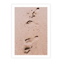 Plakat bez ramy 21x30 - Ślady na Piasku - piasek, plaża