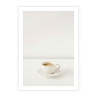 Plakat bez ramy 21x30 - Kawa w Prostocie - kawa w filizance, białe tłó