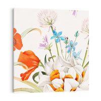 Obraz na płótnie 80x80 - Polne Kwiaty - polne kwiaty, na białym tle