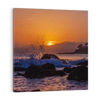 Obraz na płótnie 30x30 - Morze, fale i skały - morze, fale