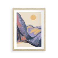 Plakat w ramie 50x70 - Ponad Szczytami - pastelowy krajobraz, nowoczesny plakat - rama drewno