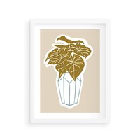 Plakat w ramie 30x40 - Bezgraniczne Marzenia - nowoczesna kompozycja, liście monstery w wazonie - rama biała